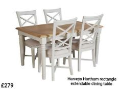 RRP £450 - Boxed 'Hartham' Extending Rectangular Dining Table In Oak And Cream