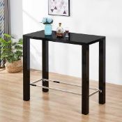 RRP £300 - Black 'Jam' Rectangular Bar Table In High Gloss Finish (Appraisals Available On