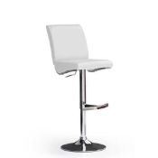 RRP £100 - Boxed 'Diaz' Barstool In White Faux Leather With Chrome Base (Appraisals Available On