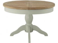 RRP £250 - Boxed Oval Pedestal Table With Green Top And Natural Wood Base (Appraisals Available On