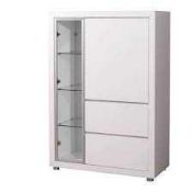 RRP £200 - New Boxed 'Fino' 2 Door Display Cabinet In White High Gloss (Appraisals Available On