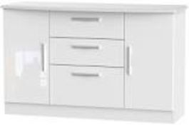 RRP £340 - New Boxed 'Alu-Line' 2 Door 3 Drawer Sideboard In White High Gloss
