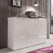 RRP £340 - New Boxed 'Alu-Line' 2 Door 3 Drawer Sideboard In White High Gloss