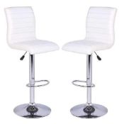 RRP £200 - 2 Boxed 'Cool' Barstools In White Faux Leather With Chrome Base (Appraisals Available
