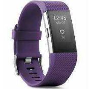 RRP £140 Lot To Contain Boxed Fitbit Charge 2 Heart Rate & Fitness Wristband In Plum