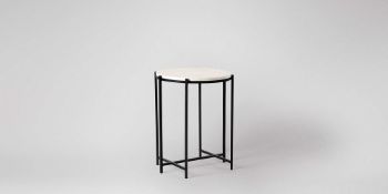 RRP £200 Boxed Swoon Designer Athena Side Table In Marble And Iron