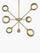RRP £210 Boxed John Lewis Huxley 6Y Led Ceiling Pendant Steel Finish Smoked Glass Shades