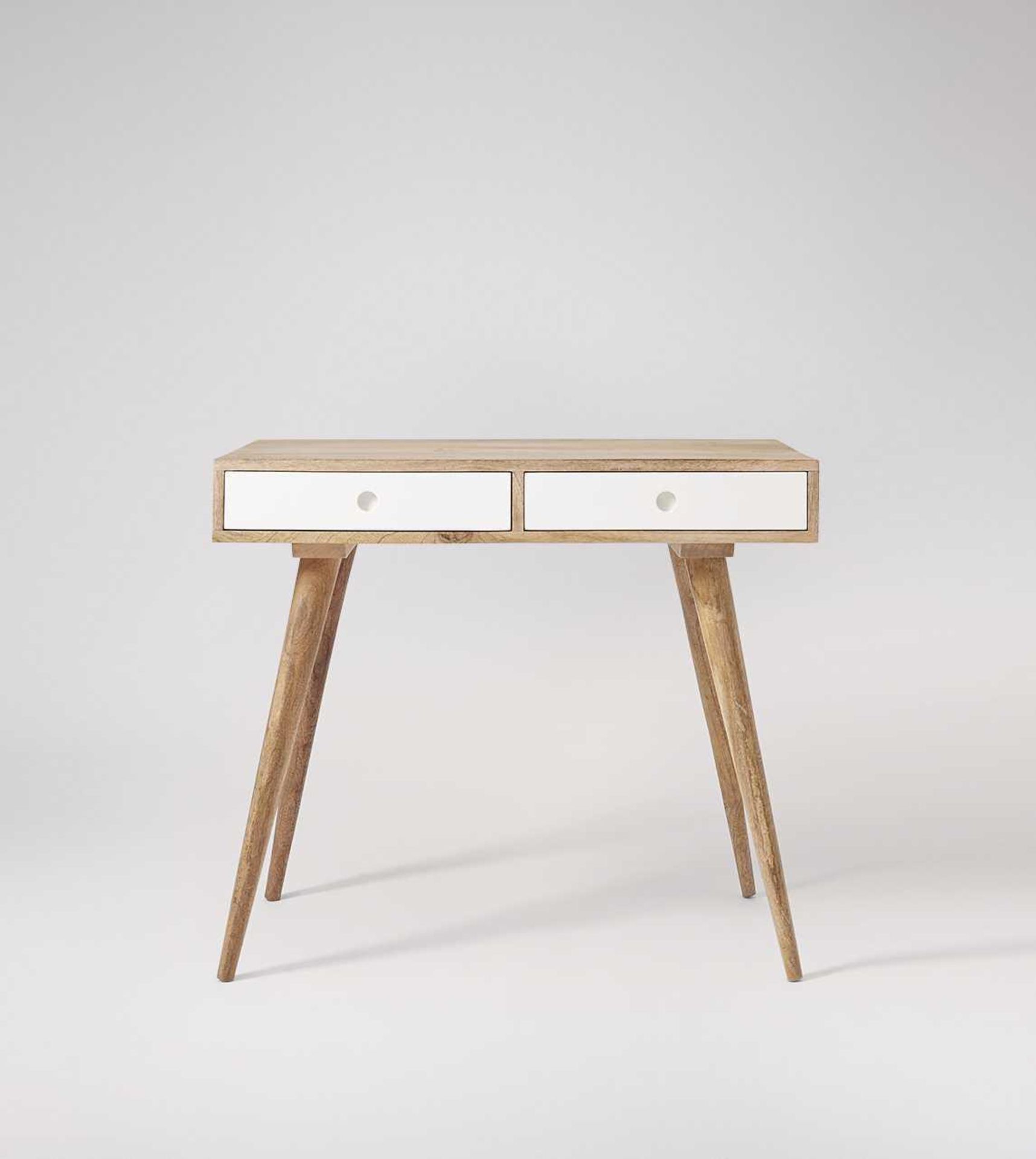 RRP £300 Boxed Designer Swoon Otto Desk In Mango Wood And White