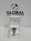 RRP £130 Lot To Contain Boxed Pulsar Men's Silver And Blue Face Designer Watch