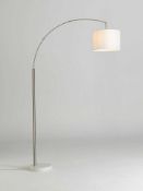 RRP £100 Boxed John Lewis Angus Floor Lamp Satin Nickel Finish With Fabric Shade