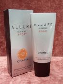 RRP £45 Brand New Boxed Unused Tester Of Chanel Paris Allure Homme Sport After Shave Moisturizer 100