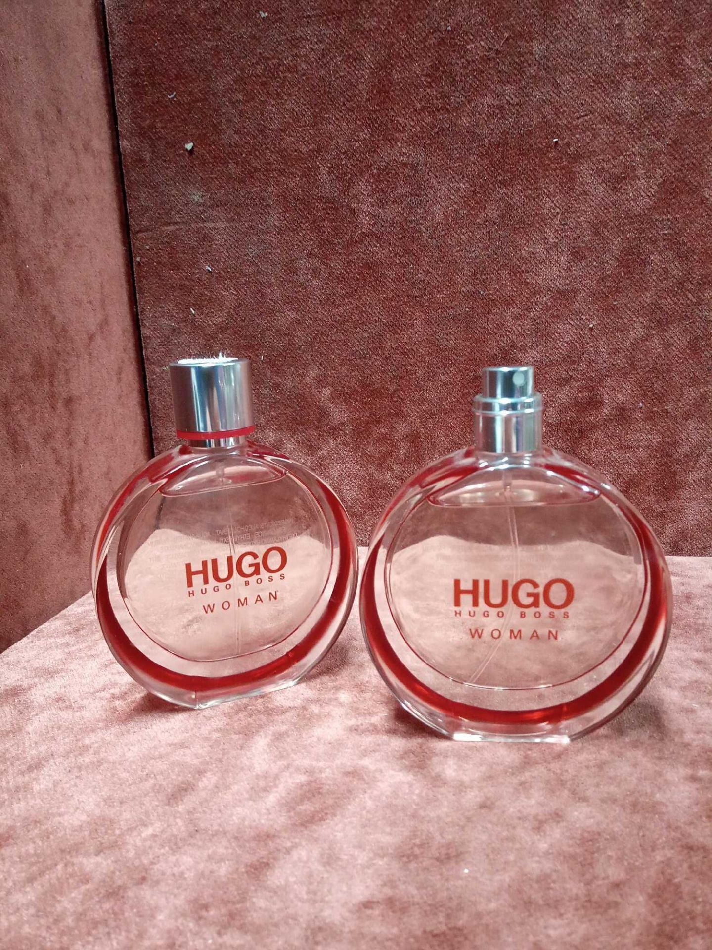 RRP £80 Lot To Contain 2 Unboxed 50Ml Tester Bottles Of Hugo Boss Woman Eau De Parfum Spray Ex-Displ