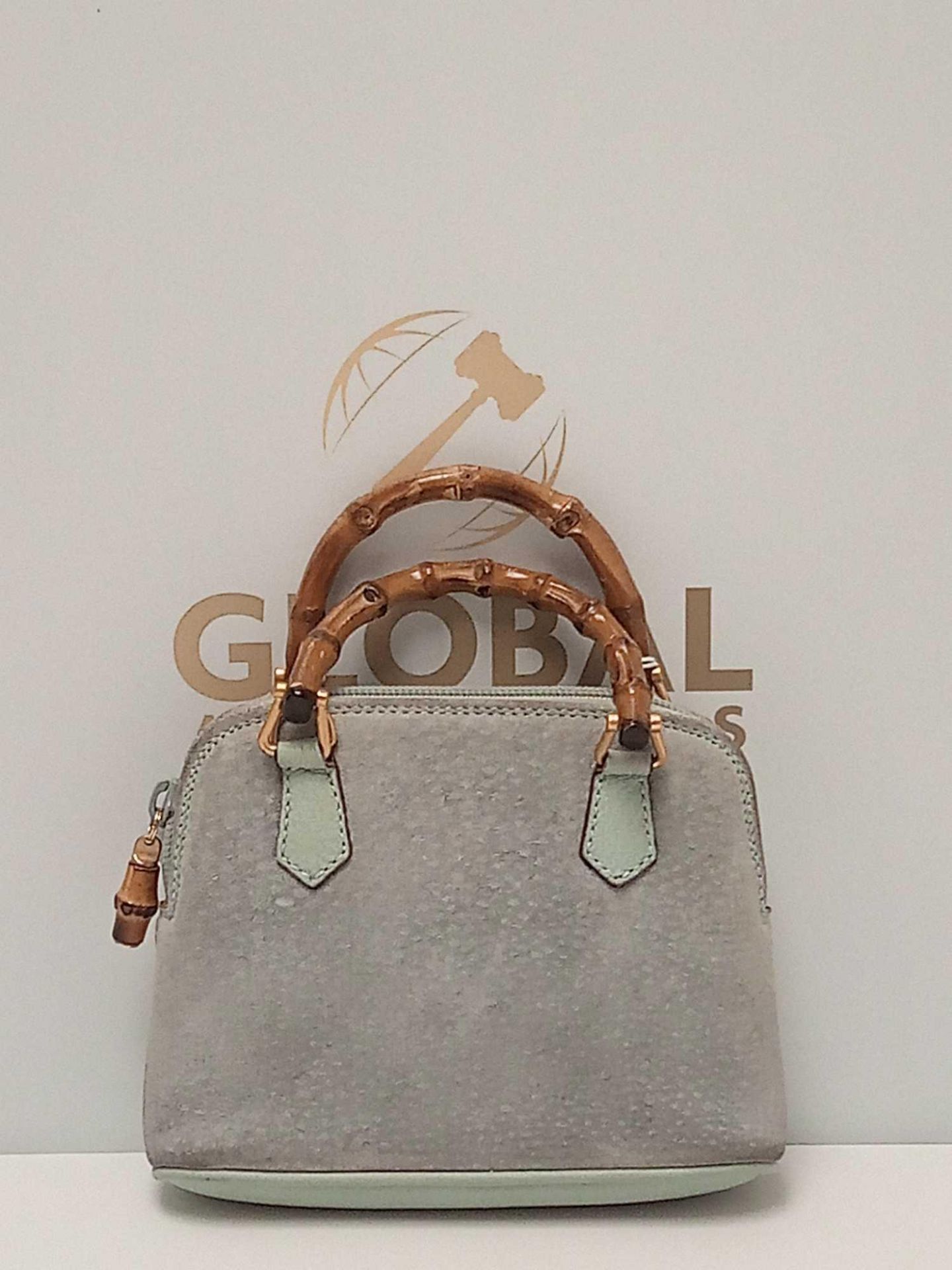 RRP £850 Gucci Mini Bamboo Light Blue Calf Leather Bag Aao7758, Grade Ab (Appraisals Available On