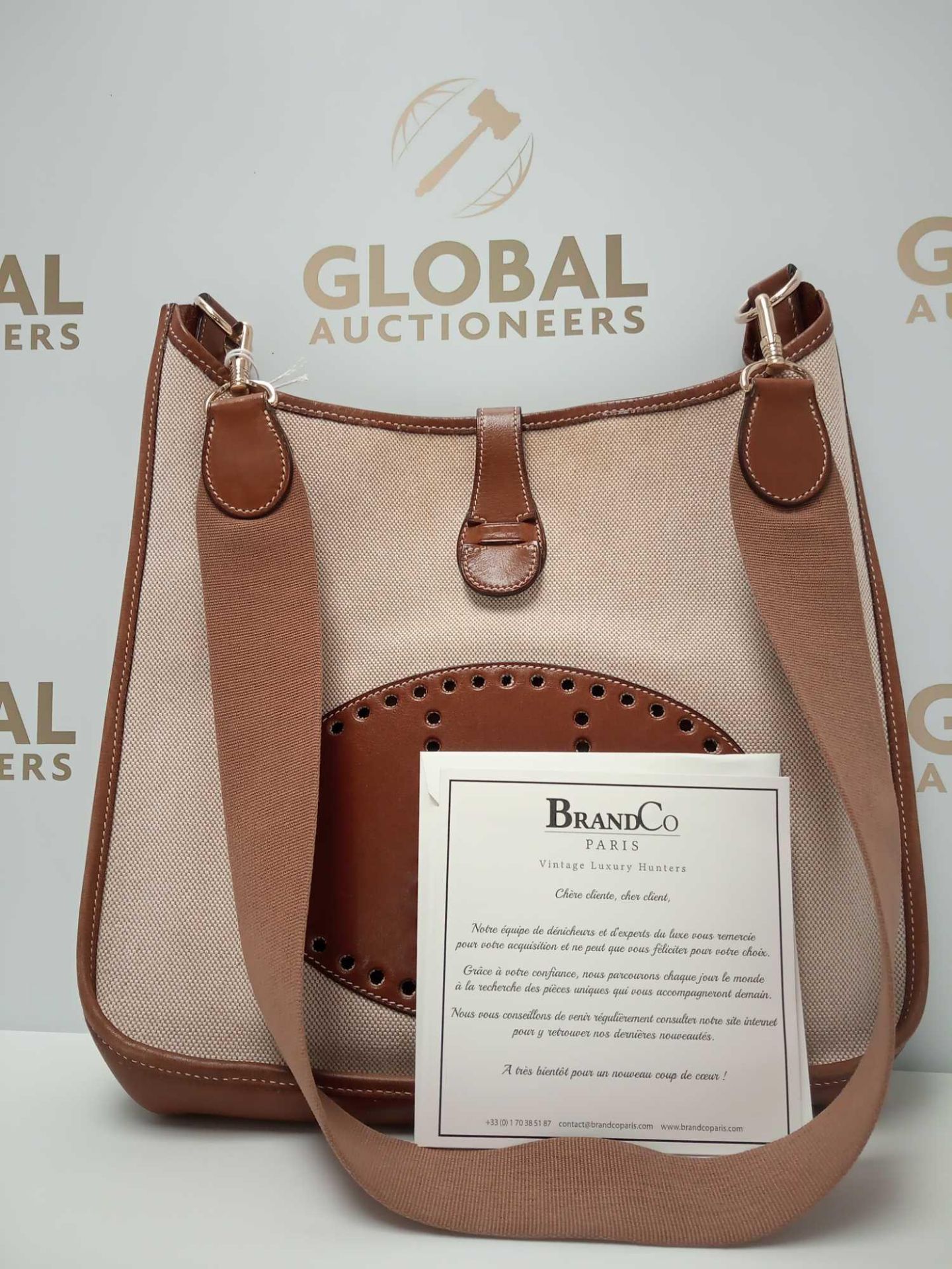 RRP £3500 Hermes Evelyne 1 Beige Brown Toile H Canvas Shoulder Bag Aap0088 Grade A (Appraisals - Image 3 of 5