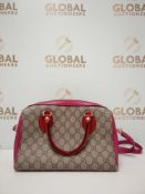 RRP £1050 Gucci 2 Way Top Handle Bag Beige Purple Coated Canvas Aan6081, Grade Ab (Appraisals