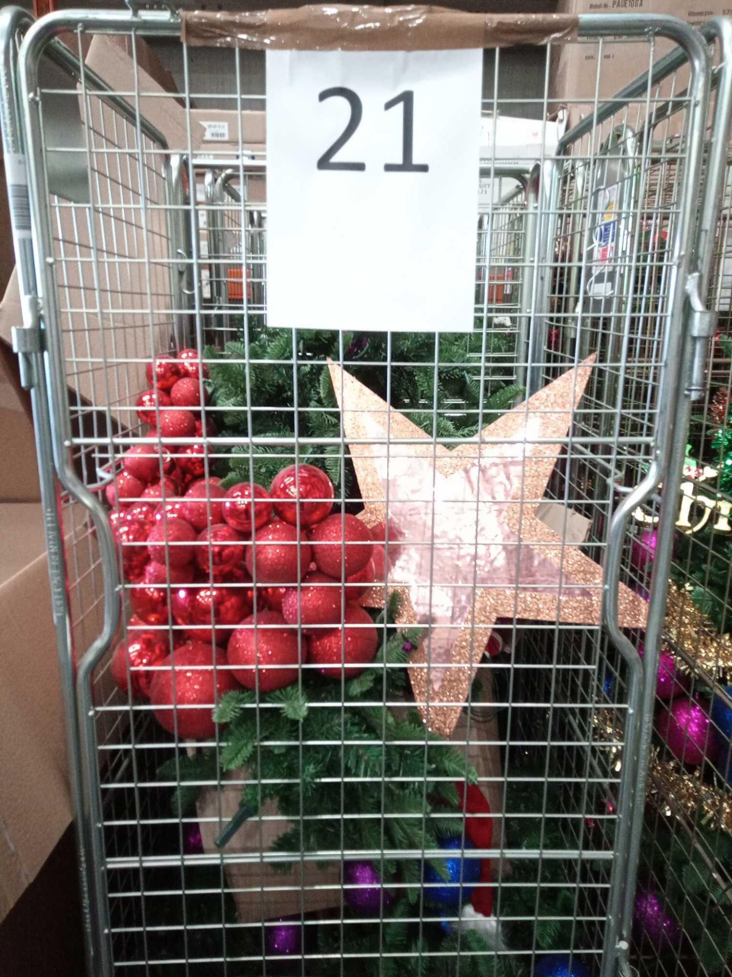 RRP £300 Cage To Contain Designer Ex Display Debenhams Christmass Tree With Assorted Christmas Decor