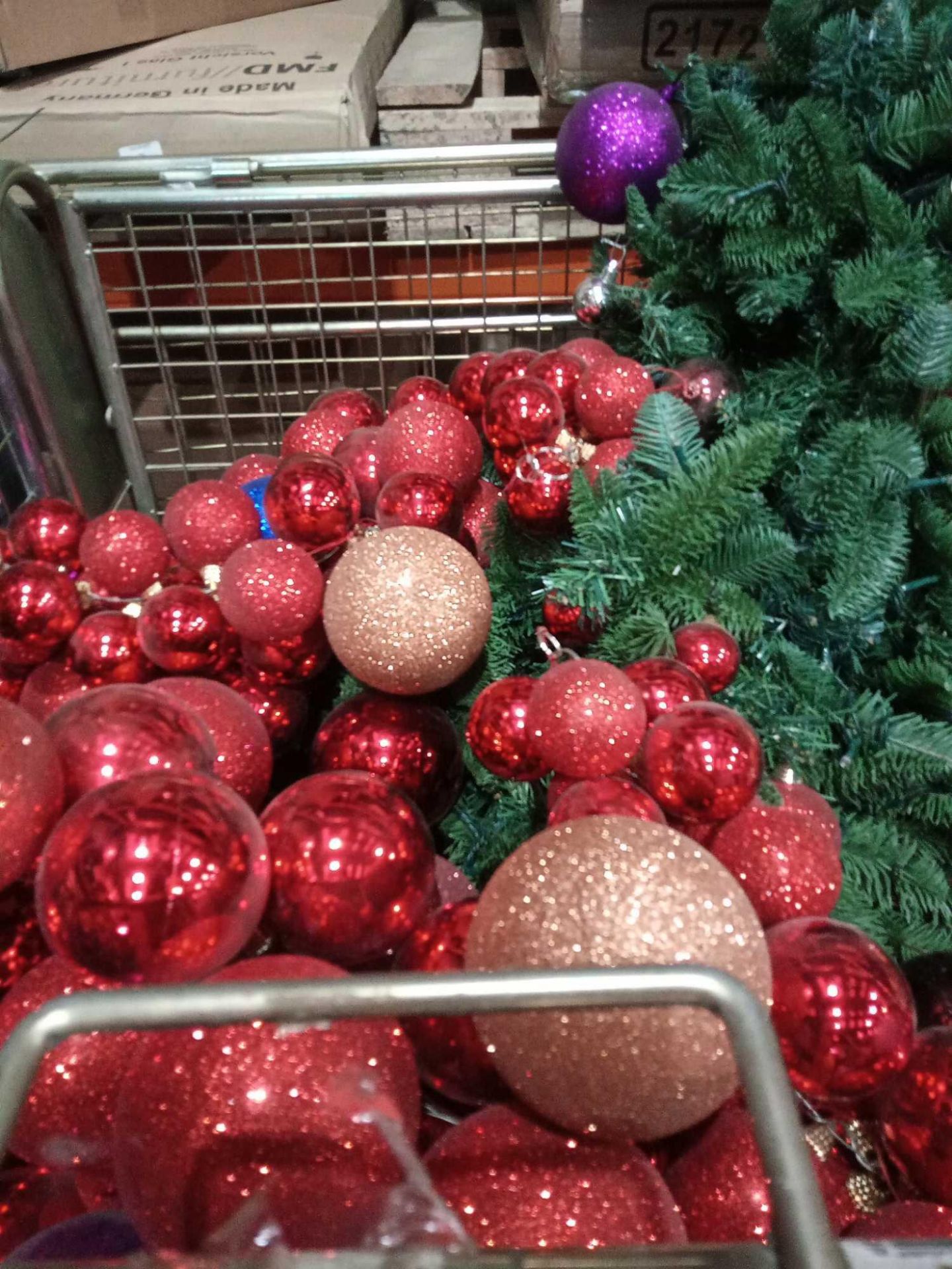 RRP £250 Cage To Include Designer Ex Display Debenhams Christmas Tree With A Sorted Baubles In Red S - Image 2 of 2