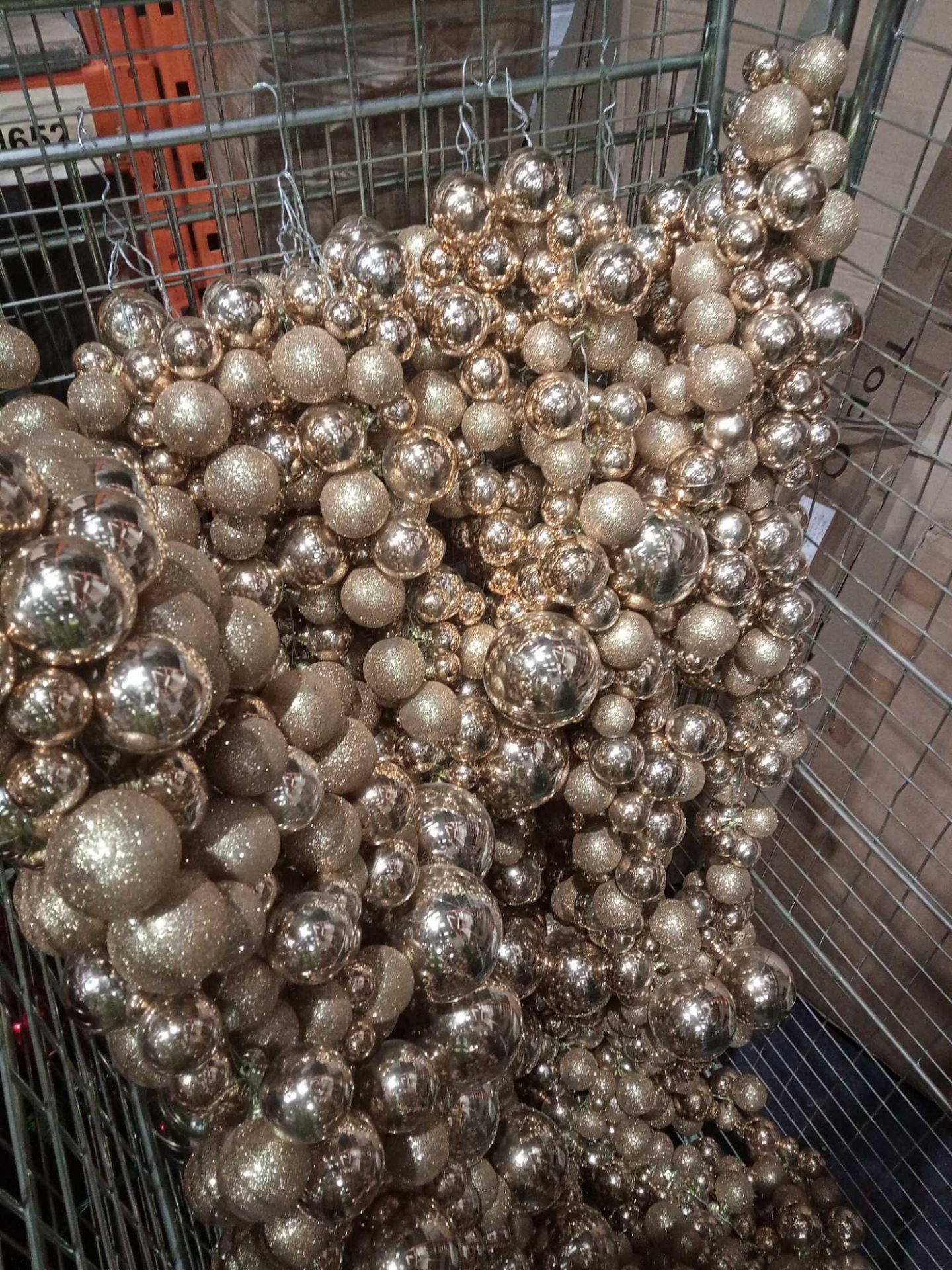 RRP £250 Cage To Include Designer Gold Ceiling Or Wall Drop Down Bauble Decorations - Image 2 of 2