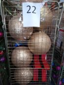 RRP £500 Cage To Contain Designer Assorted Christmas Decorations To Include Large Gold Sparkly Ceili