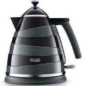 RRP £200 Lot To Contain 2 Boxed Delonghi Avvolta Designer Electric Kettles 1 White 1 Black