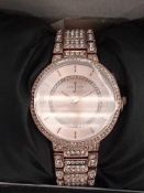 RRP £110 Boxed Jasper Conran Women's Copper Elegant Diamond Effect Sleek Watch