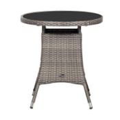 RRP £120 Boxed Malaga 70Cm Round Table With Black Glass