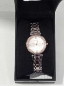 RRP £140 Boxed Sekonda Ladies Rose Gold And Silver Slim Watch With Crystal Design Dial