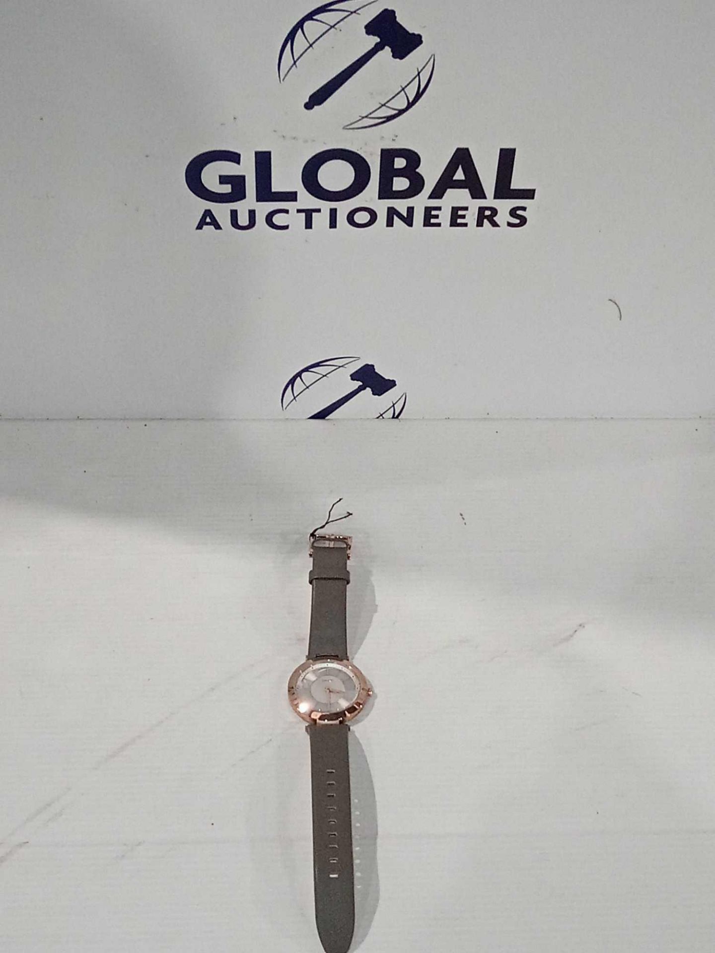 RRP £120 Unboxed Women's Designer DKNY Grey Leather And Rose Gold Stainless Steel Wrist Watch