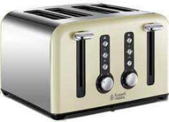 RRP £140 Lot To Contain 3 Boxed Russell Hobbs Kitchen Appliances To Include Windsor 4 Slice Cream To