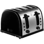 RRP £150 Lot To Contain 3 Boxed Russell Hobbs Black 4 Slice Toaster +2 / Boxed Breville Blend Active