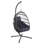 RRP £300 Boxed Holli Folding Hanging Chair In Grey