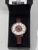 RRP £140 Boxed Sekonda Ladies Copper Cog Design Slim Watch