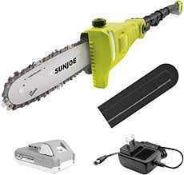 RRP £160 Lot To Contain 2 Boxed Sunjoe Chainsaw And Extension Accessories