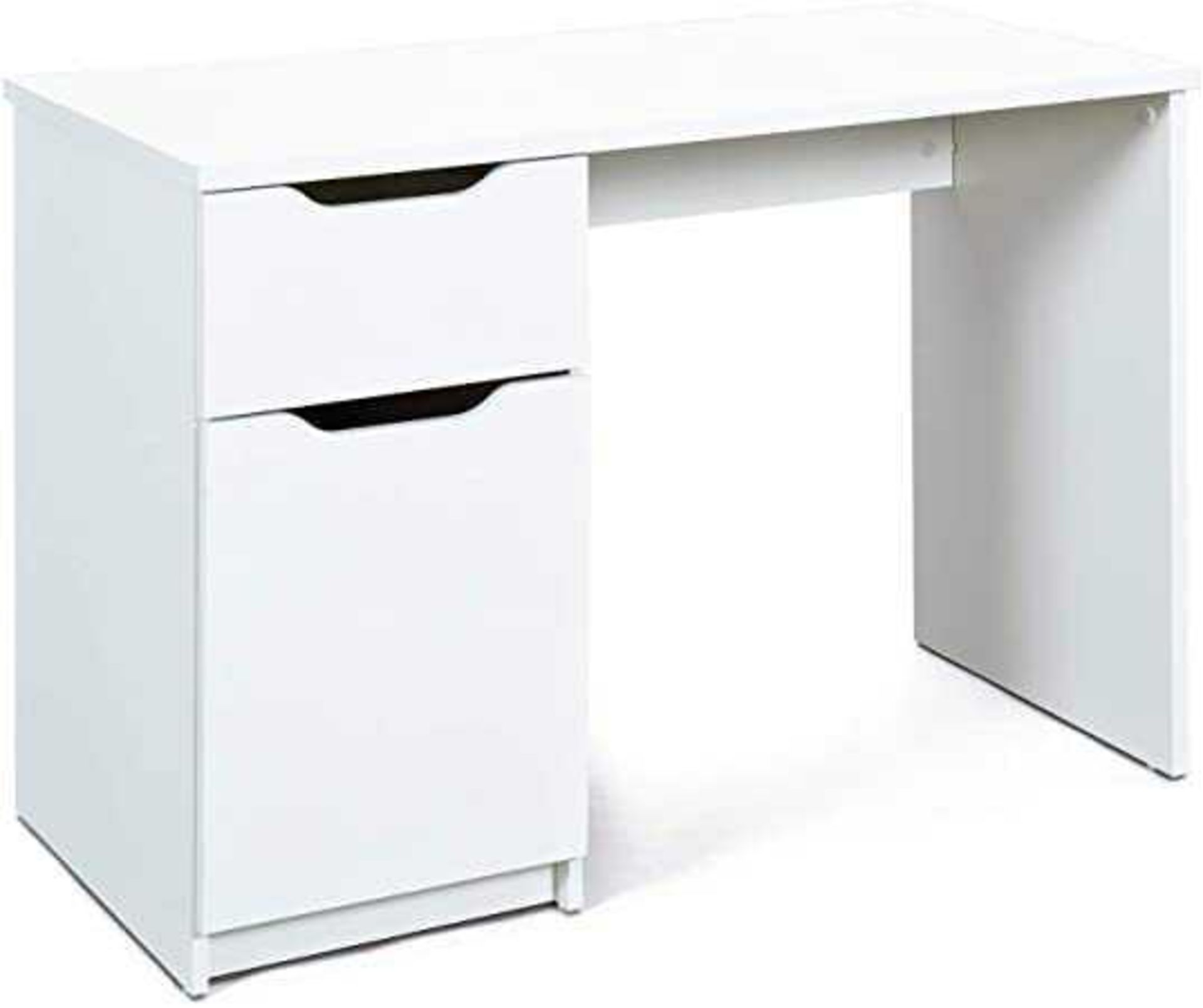 RRP £190 - Boxed 'Westphalen' 1 Door, 1 Drawer Office Desk In White Melamine Coated Wood (Appraisals