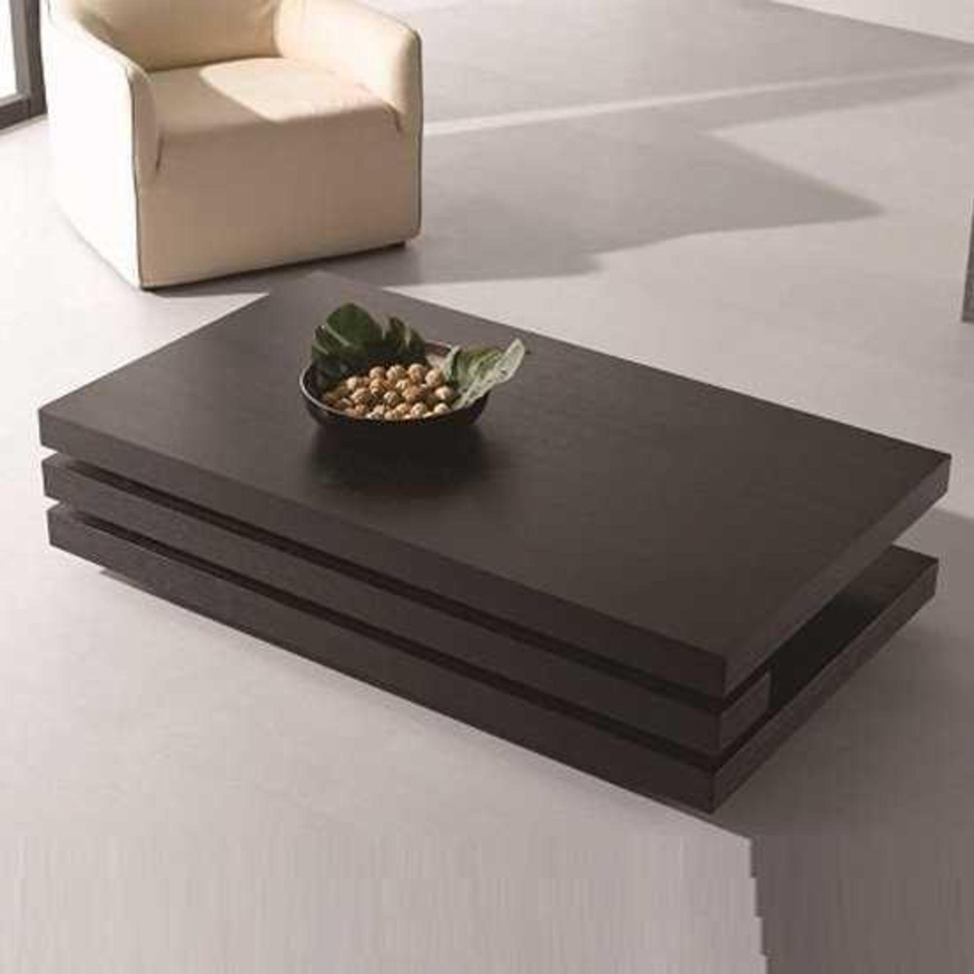 RRP £270 - Boxed 'Palma' Rectangular Coffee Table In Black Oak Veneer (Appraisals Available On