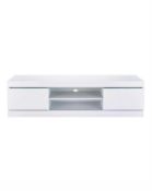 RRP £200 - New Boxed 'Shark-Media' Television Unit In White High Gloss (Appraisals Available On