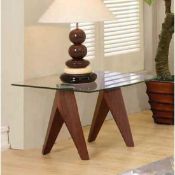 RRP £110 - Boxed 'Vision' Lamp Table In Walnut Finish With Square Glass Top (Appraisals Available On
