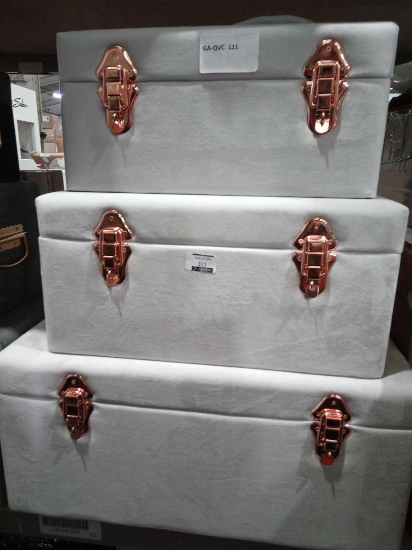 RRP £140 Set Of 3 Designer Soft Touch Storage Trunks By Amanda Holden