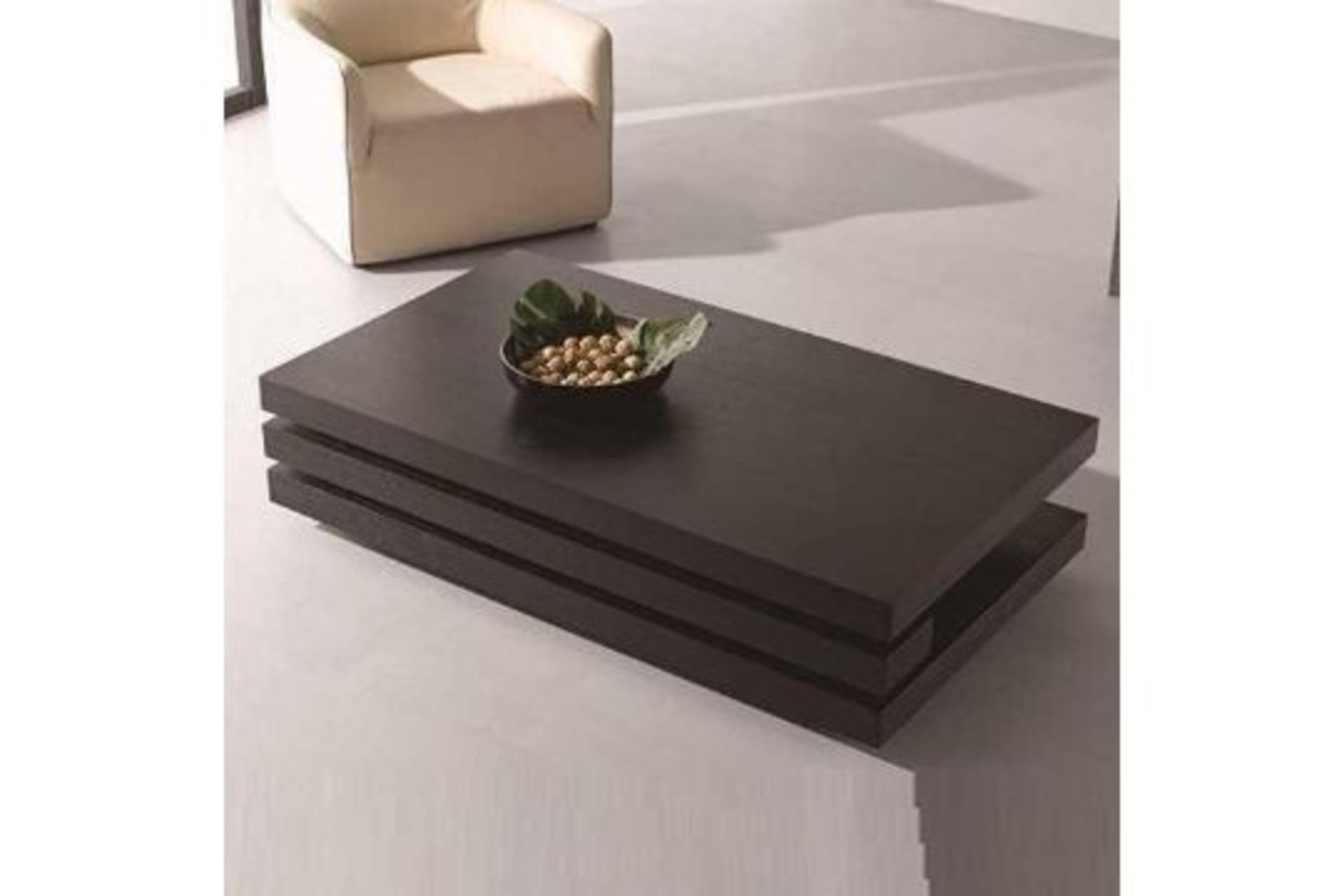 RRP £270 - Boxed 'Palma' Rectangular Coffee Table In Black Oak Veneer