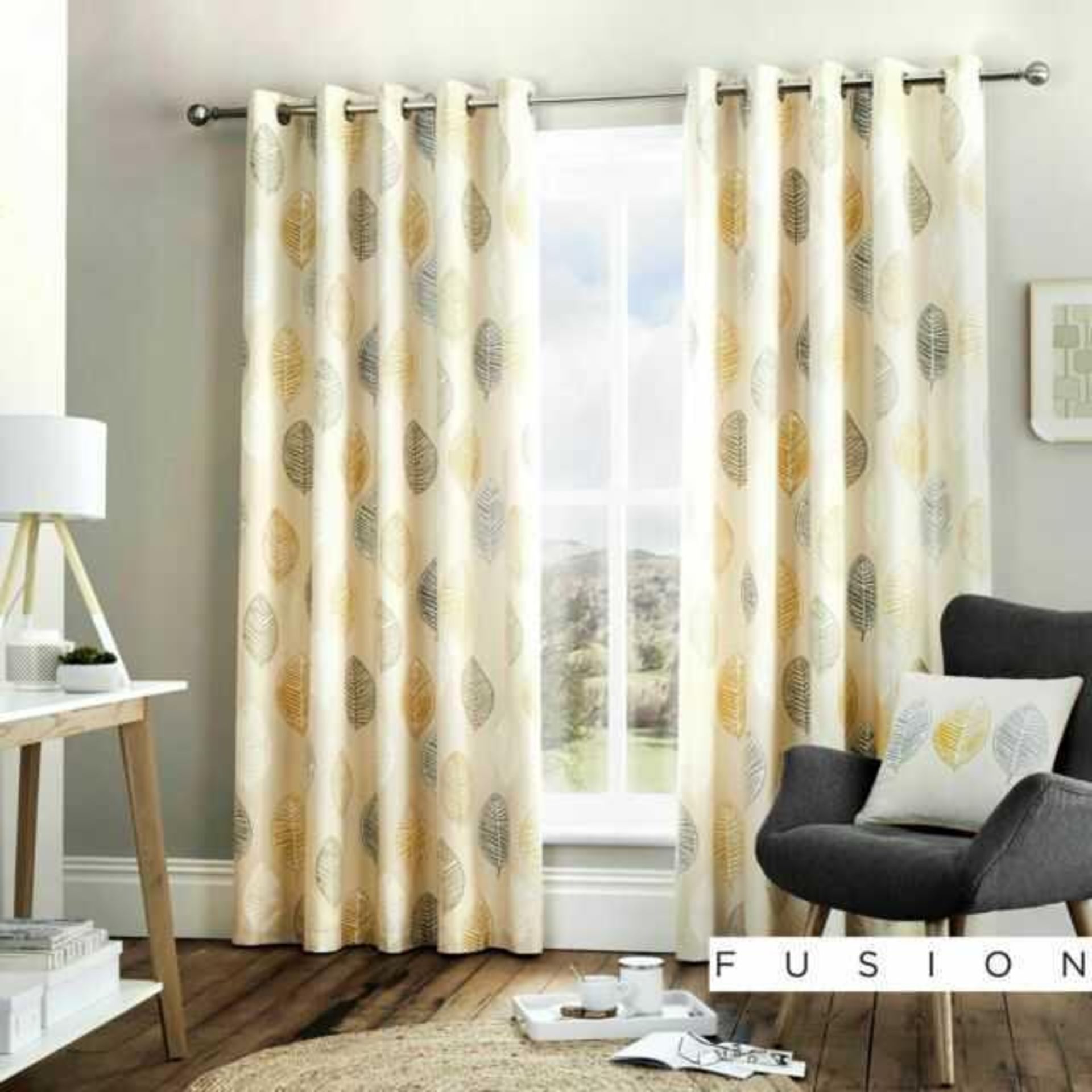 Combined RRP £130 Lot To Contain Two Unboxed Gold Fabric Eyelet Curtains & Fusion Fully Lined Eyelet - Image 2 of 2