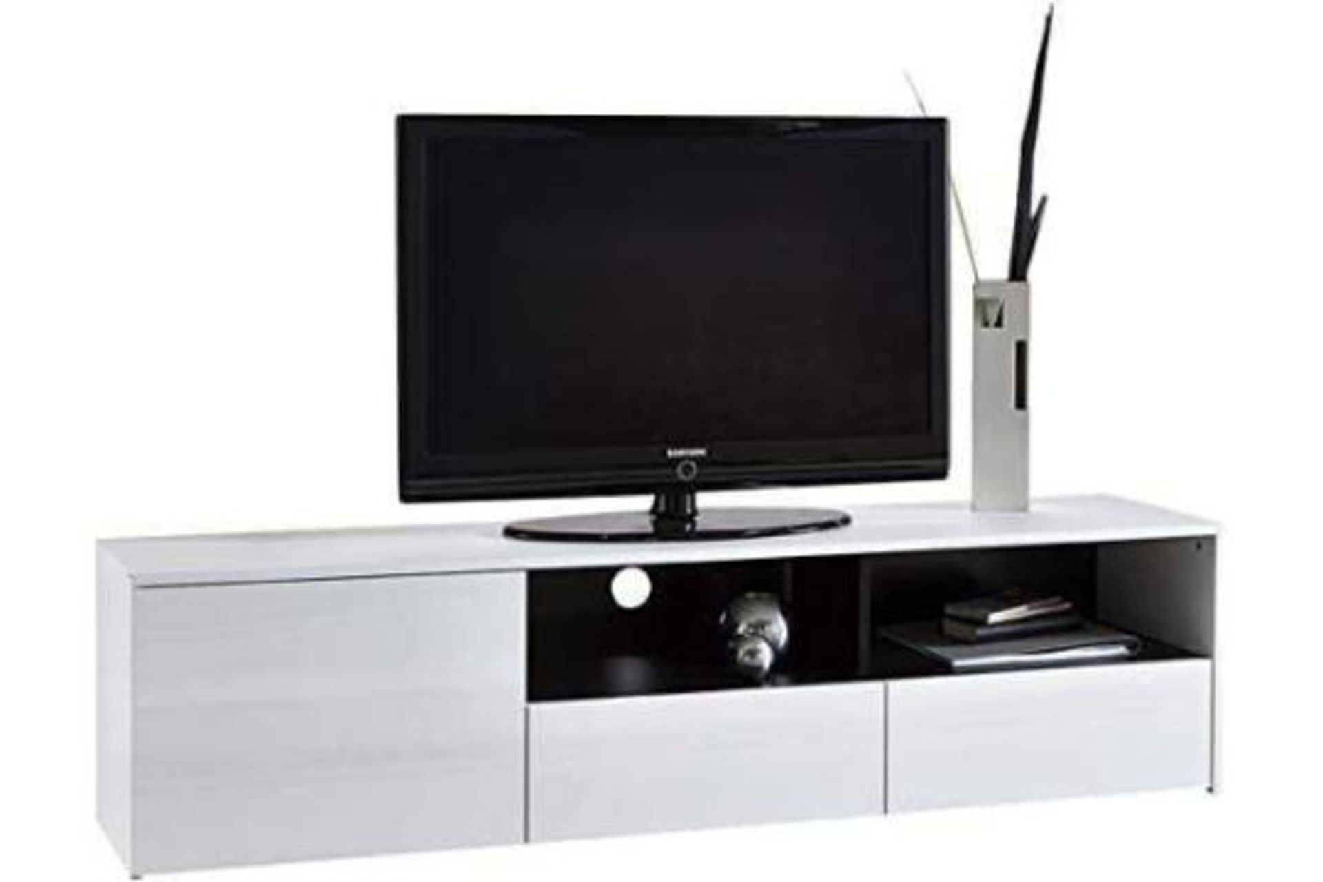 RRP £300 - New Boxed 'Malia' Television Unit In White High Gloss