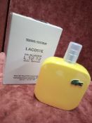 RRP £55 Boxed 100Ml Tester Bottle Of Lacoste L.12.12 Jaune Eau De Toilette Spray