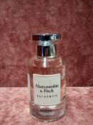 RRP £70 Lot To Contain 2 Unboxed 100Ml Tester Bottles Of Abercrombie And Fitch Authentic Eau De Parf