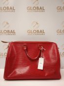 RRP £1300 Louis Vuitton Speedy Black Stitching Red Calf Leather Epi Handbag Aap0001, Grade Ab (