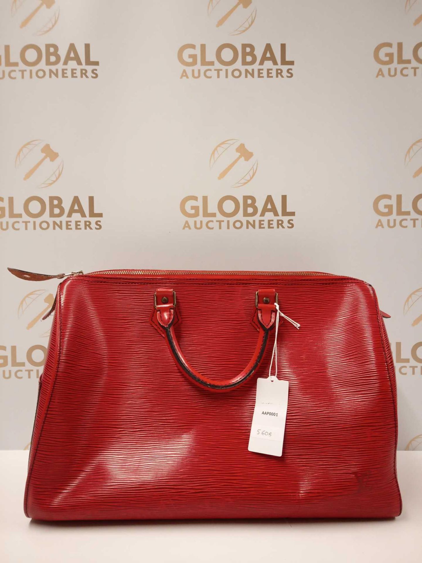 RRP £1300 Louis Vuitton Speedy Black Stitching Red Calf Leather Epi Handbag Aap0001, Grade Ab (