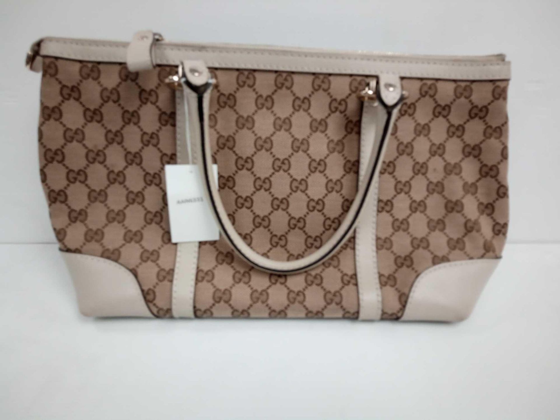 RRP £1350 Gucci Interlocking Hearts Tote Beige/Brown Ivory Leather Shoulder Bag (Aan6331) Grade A (