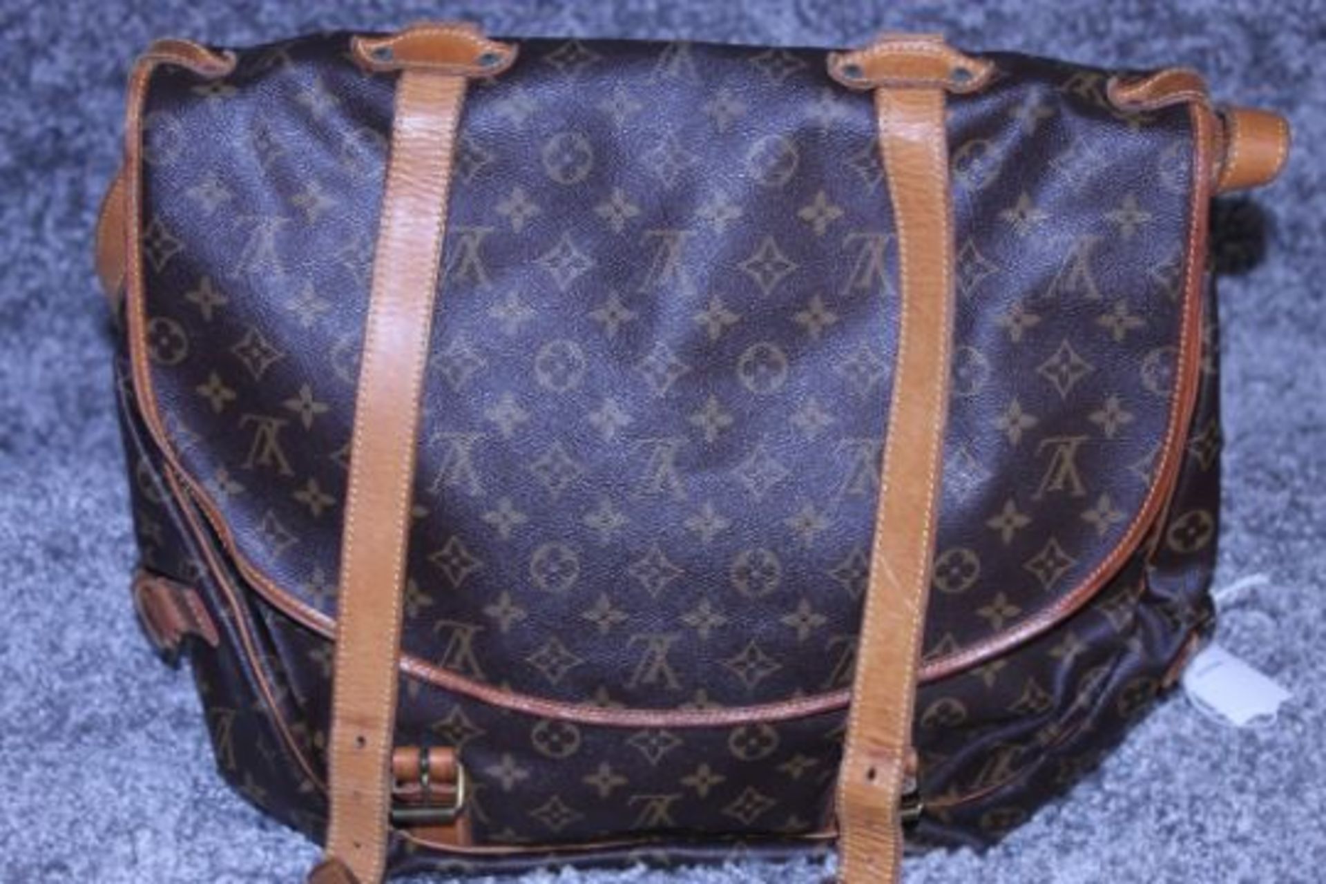 RRP £1,500 Louis Vuitton Saumur Double Strap Shoulder Bag, Brown Monogram Canvas, Vachetta - Image 2 of 2