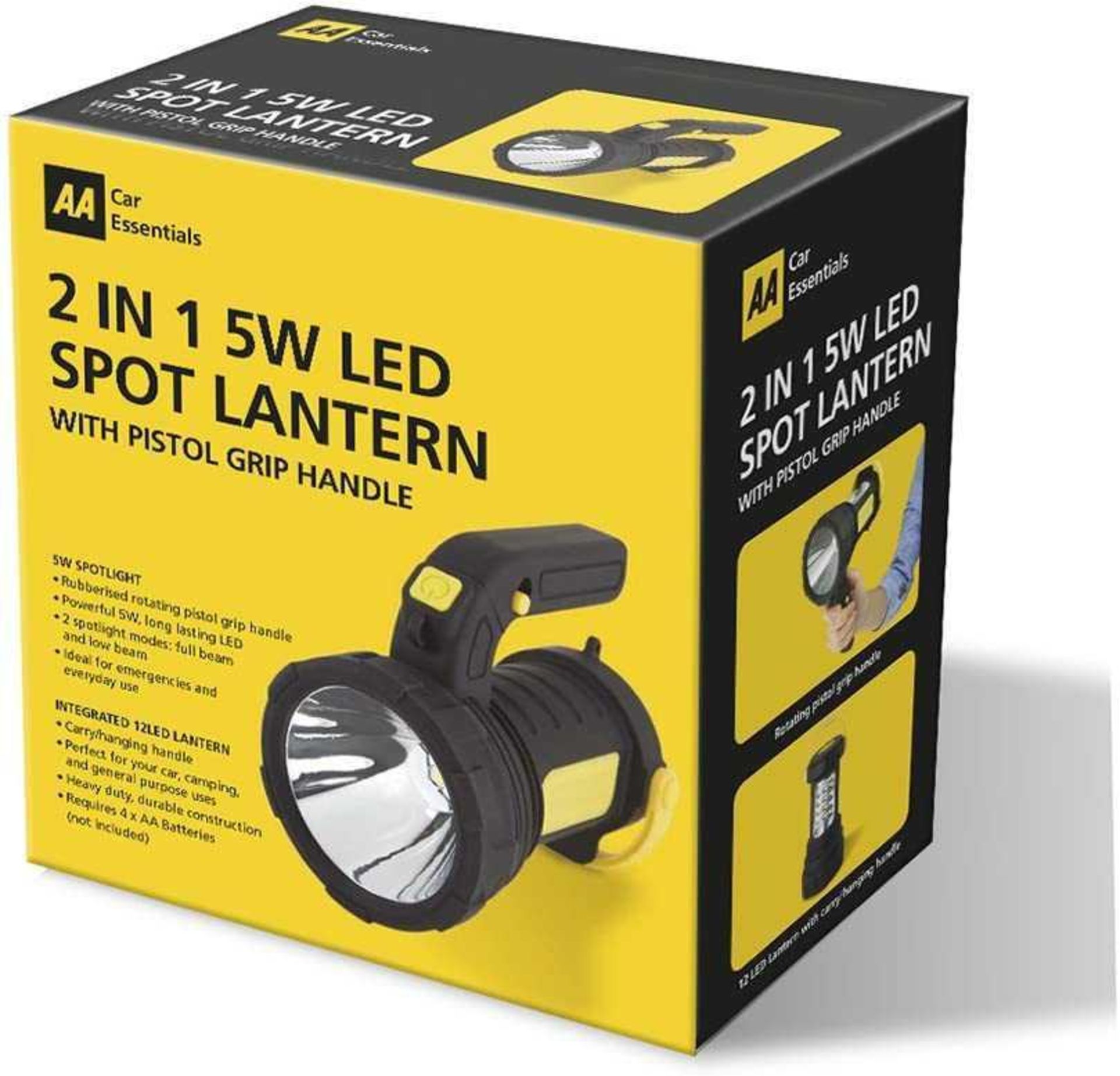 RRP £120 Lots To Contain 12 Brand New Boxed Aa Car Essentials Two-In-One Spot Lanterns With Pistol G - Image 2 of 2