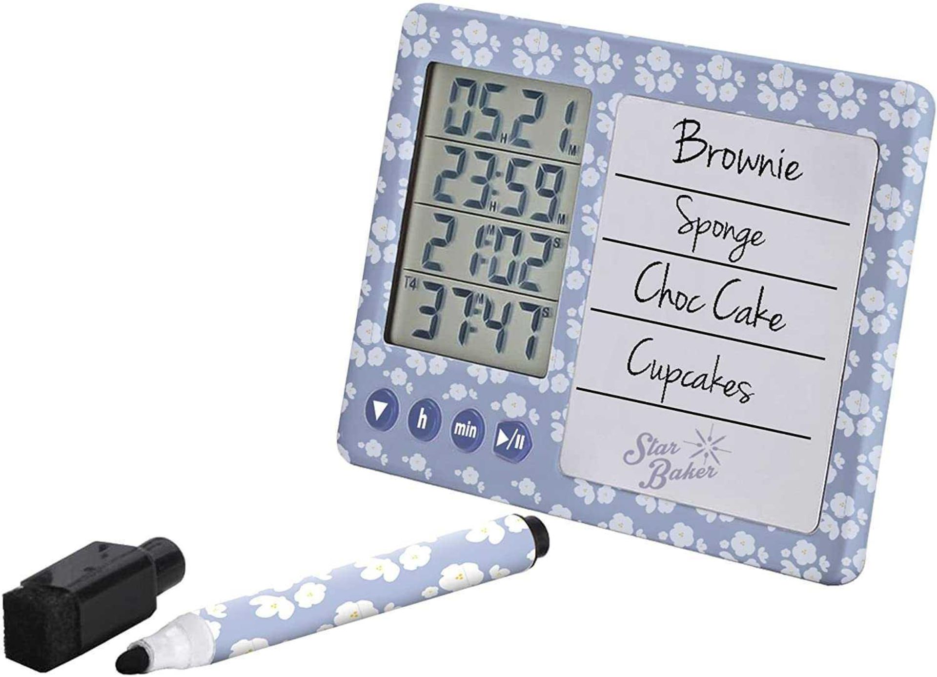 RRP £130 Lot To Contain 10 Brand New Boxed Great British Bake Off Multi Timers With Whiteboard Marke