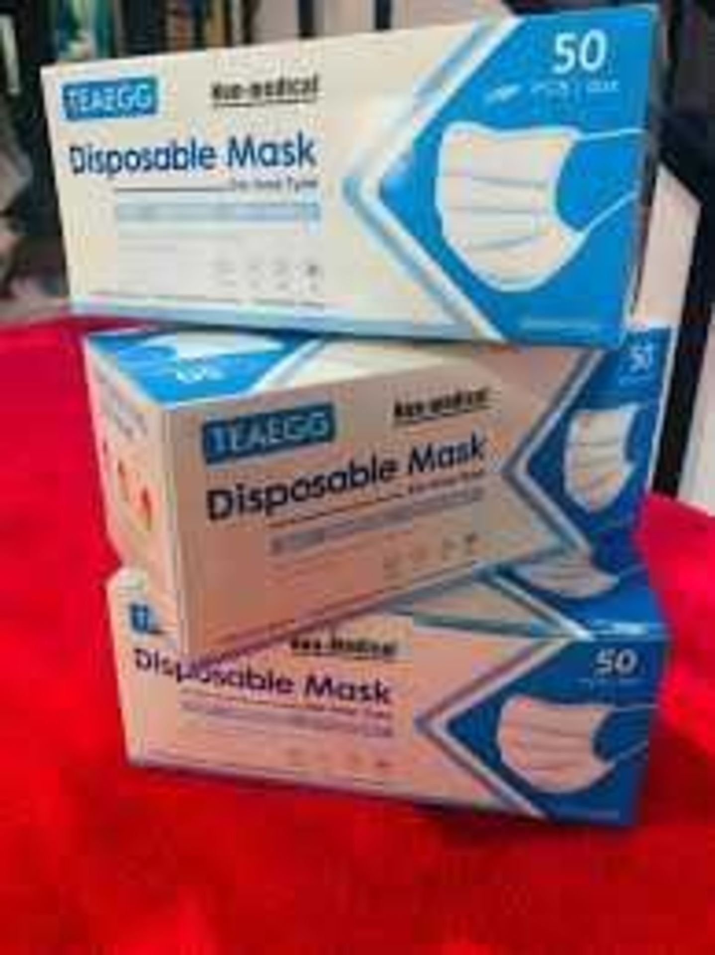 RRP £200 Boxed Teaegg Disposable Face Masks 50 Pack
